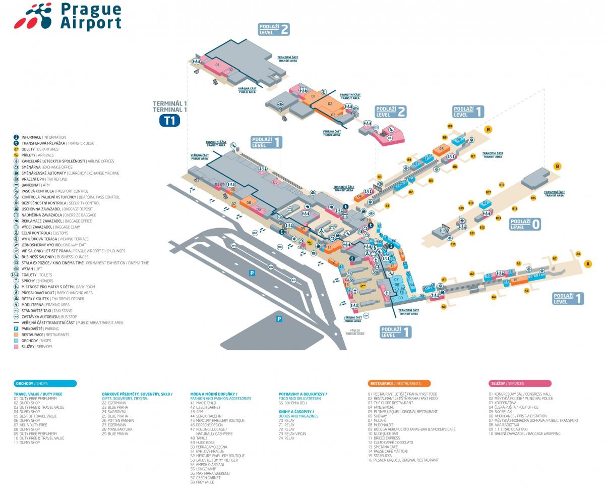 Mapa terminálu letiště Praha