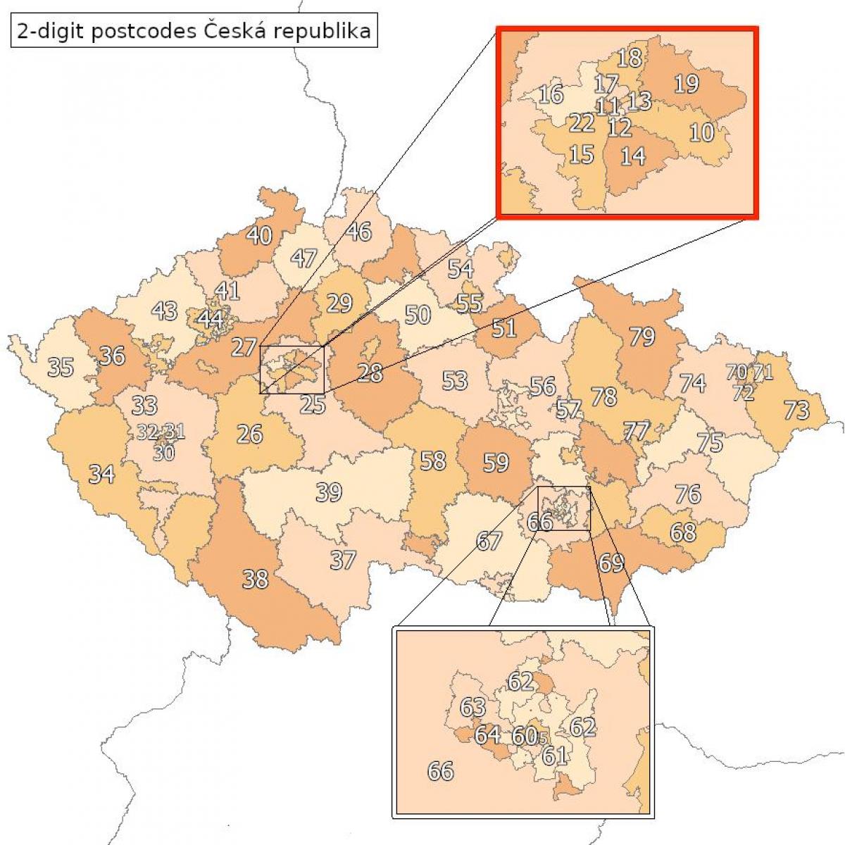 Mapa pražských směrovacích čísel